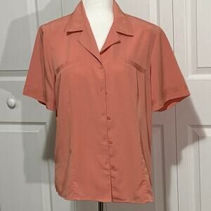 Kathy Che blouse VTG 80s-90s, Est size Medium see measurements coral/peach color